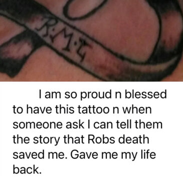 A tattoo dedicated to Rob Lofink, RML.
